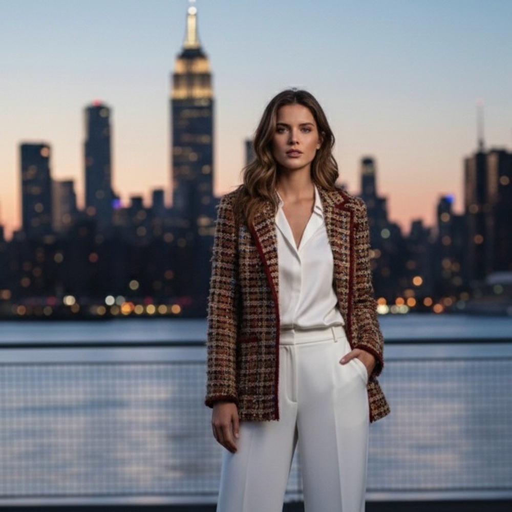 Anthropologie Ett:Twa Harlequin Tweed Blazer long line jacket